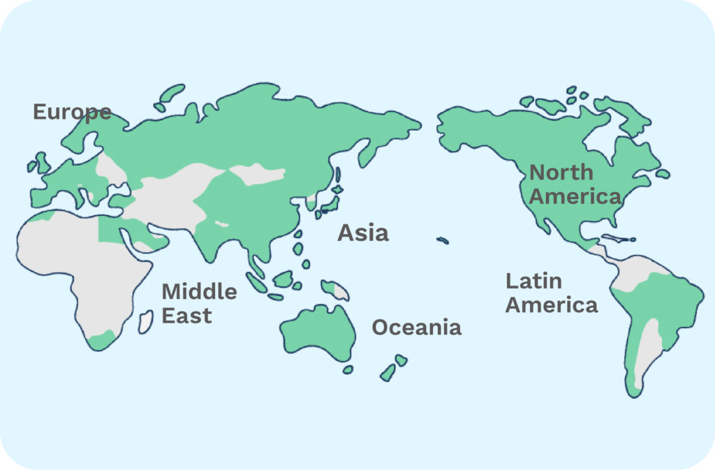 ahamoが使える国と地域の世界地図